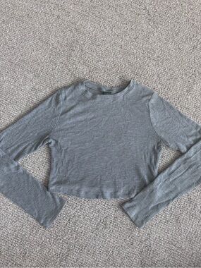 wild fable Gray Ribbed Long Sleeve Tee